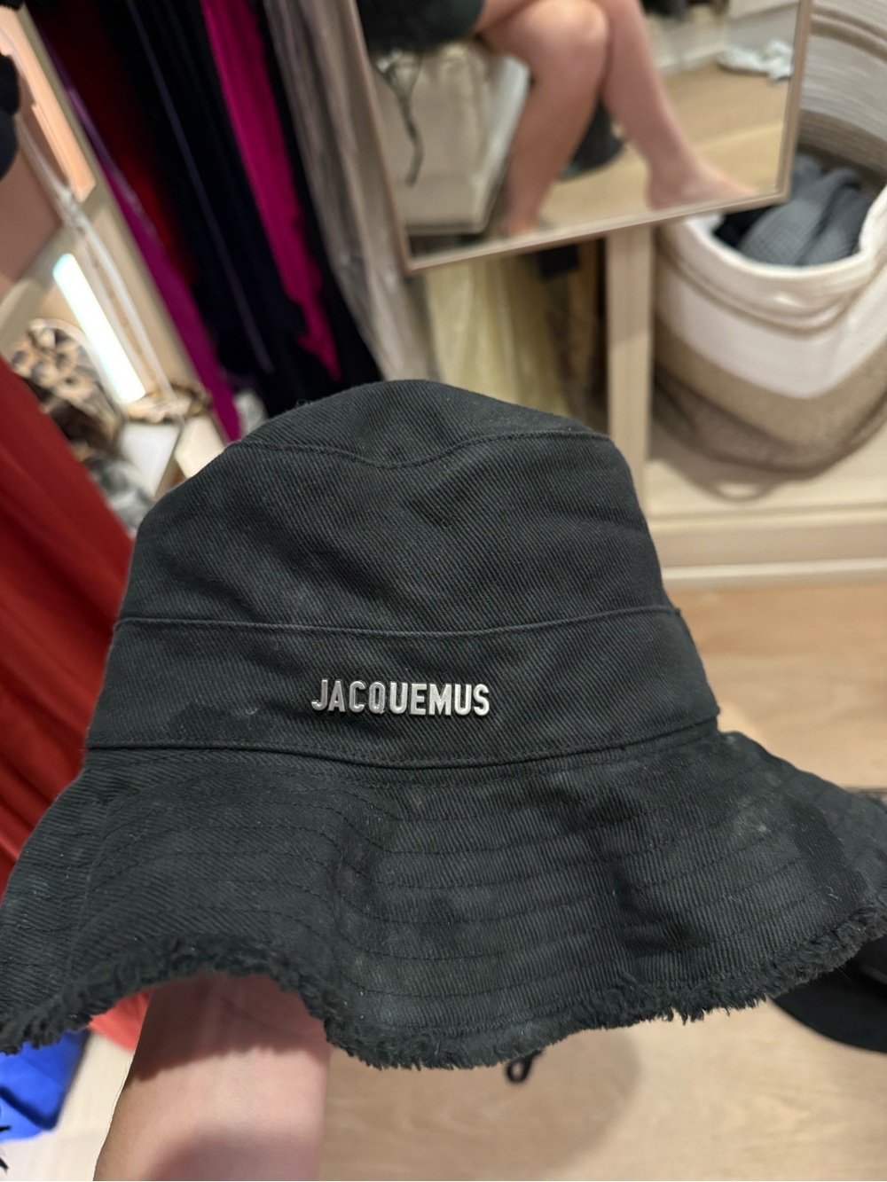 Jacquemus Black Frayed-Edge Bucket Hat